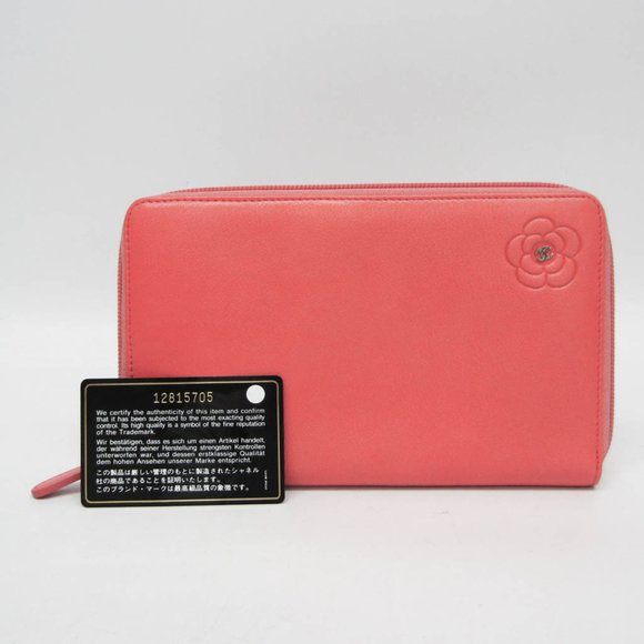 CHANEL Leather Long Wallet (Bi-Fold) in Coral Pink - Picture 4 of 11